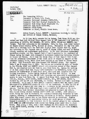 USS BENNETT - Report of Operations Incident to Capture and Defense of Saipan Island, Marianas - Period 6/13/44