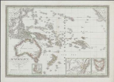 Australien : nach Krusenstern, Flinders, Freycinet, Oxley, King, Sturt and Mitchell in Mercator's Projection entworfen and gezeichnet / von C.F. Weiland
