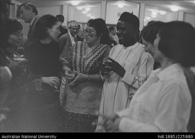 Scene at a recent reception for participants in the Nonformal/Adult Education for Development course held at ANU