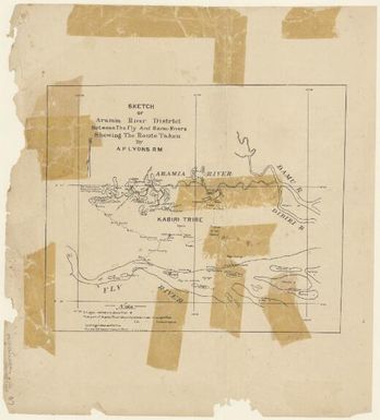 Sketch of Aramia River District between the Fly and Bamu rivers, shewing the route taken by A.P. Lyons, R.M