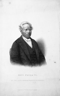 Cochran, John, fl. 1821-1867 :Revd. Peter Vi, the first native Wesleyan minister in Polynesia. Engraved by J. Cochran from a photograph. [ca 1865]