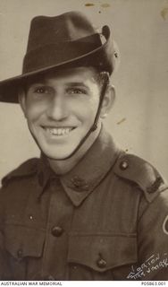 Studio portrait of NX65450 Lance Sergeant (L Sgt) Paul Reginald Boyle, 17 Anti Tank Battery, RAA, of Wee Waa, NSW. He enlisted from Paddington on 22 August 1940 and served in New Britain. Following ..