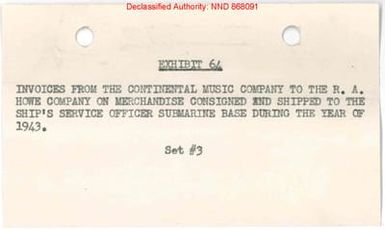 Court of Inquiry US Naval Submarine Base Pearl Harbor, Exhibit 64, Set #3 - 05/16/1945