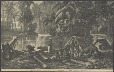 Polynesian sketches, a native bridge in the island of Savai / Calvert; J.W.C
