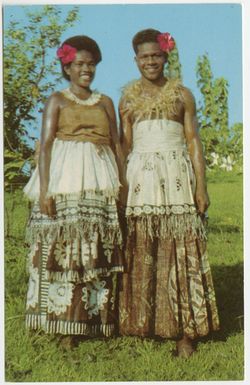 Fiji. Suva. Two local women in national costume