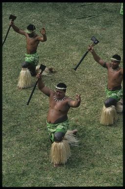 Samoan men with axes performing at the 8th Festival of Pacific Arts, Noumea, New Caledonia