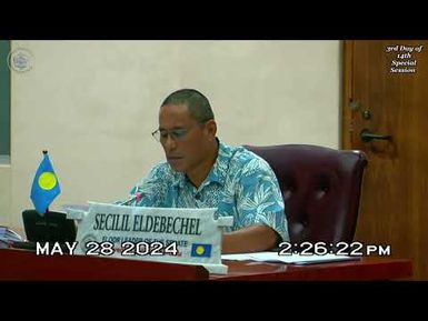 Palau National Congress | 11th OEK, The Senate 3rd Day of 14th Special Session