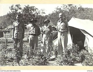 EGGY'S CORNER, PORT MORESBY, PAPUA, 1944-02-20. SENIOR OFFICERS OF THE STAFF AT THE 2/1ST GENERAL HOSPITAL PHOTOGRAPHED IN THE GARDENS WHICH ARE A FEATURE OF THIS HOSPITAL. IDENTIFIED PERSONNEL ..