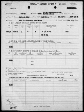 VPB-22 - ACA reports nos 2 & 5 â Bombing targets in the Yap Area, Carolines on 3/14/45 & 4/17/45