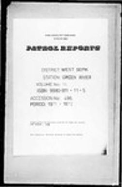 Patrol Reports. West Sepik District, Green River, 1971 - 1972