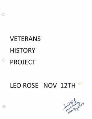 Oral History Interview with Leo Rose, November 12, 2011