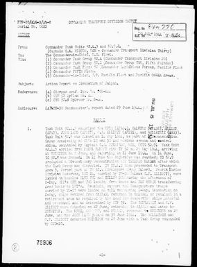 COMTRANSDIV 30 - Rep of Ops During the Invasion & Occupation of Saipan Island, Marianas, 6/15-28/44