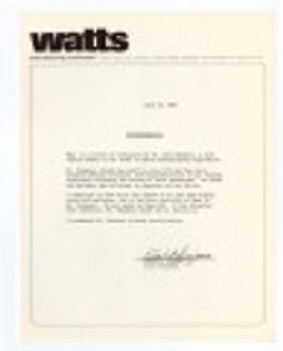 Letter from Errol P. Lizana, Watts Manufactoring Corporation, July 23, 1976