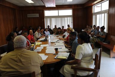 Earthquake ^ Tsunami - Pago Pago, American Samoa, October 6, 2009 -- A large and eager group of religious officials and concerned citizens gather at the Congregational Christian Church of American Samoa to discuss recovery. They exchanged ideas with each other and FEMA officials on the way ahead in the long-term recovery from the September 29th tsunami. FEMA/Casey Deshong