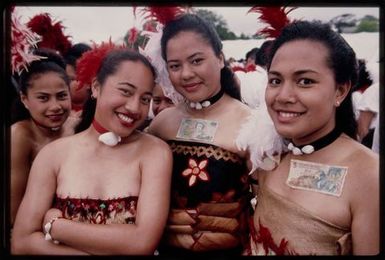 Tongan dancers raise money by performing at the launch of the Tongan Free Wesleyan Church, Vaine Mo'onia, Grey Lynn, Auckland