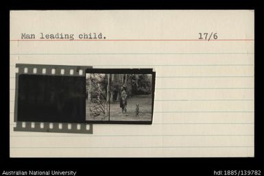 Man leading child