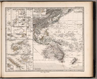 Stieler's Hand-Atlas No. 76. Polynesien und Der Grosse Ocean (Westliches Blatt). (insets) Various Pacific Islands.