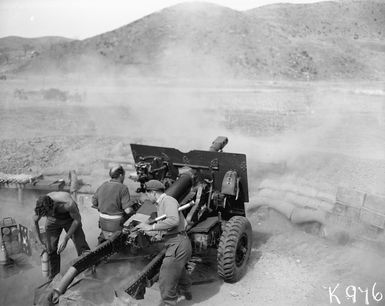 [Gun crew in action, Korea]