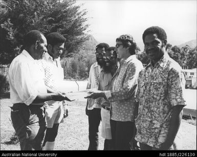 Dr Diana Howlett and Three Papua New Guinean Co-authors present their report to Mr Siwi Kurondo (Premier of Simbu Province) and Mr Jack Bagita of the Simbu Provincial Government, Papua New Guinea