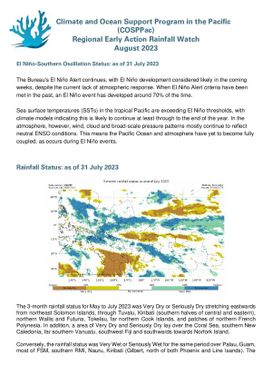 Regional Early Action Rainfall Watch : Monthly and seasonal Rainfall Watch: August 2023