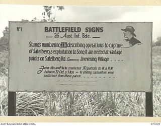 FINSCHHAFEN AREA, NEW GUINEA. 1944-03-13. THE BATTLE SIGN OF THE 2/48TH INFANTRY BATTALION, 26TH INFANTRY BRIGADE, THE FIRST OF A SERIES APPEARING IN THE FINSCHHAFEN AREA
