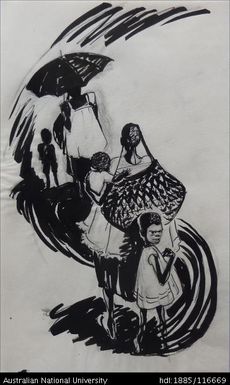 untitled [women & children walking along ]