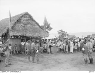 RABAUL, NEW BRITAIN, 1945-12-04. LINE UP OF SUSPECTED JAPANESE WAR CRIMINALS FOR IDENTIFICATION AT THE HEADQUARTERS OF THE CHINESE CIVILIAN CAMP