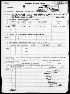 VMSB-245 - ACA rep #237 â Reconnaissance, bombing & strafing targets in the Yap Area, Carolines on 5/30/45