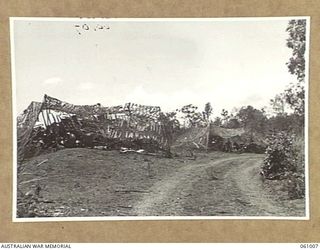 DONADABU AREA, NEW GUINEA. 1943-12-01. CAMOUFLAGED GUNS OF THE NO. 7 BATTERY, 2/4TH AUSTRALIAN FIELD REGIMENT