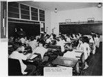 Sister Cora Maria, MM, teaching division to St. Ann's students, Kanehoe, Hawaii, ca. 1947-1948