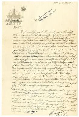 [Letter from Jesse L. Bealer to Dot Zimmerman, October 23, 1937]