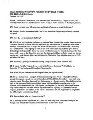 Oral History Interview with Jospeh Triolo, October 25, 1999