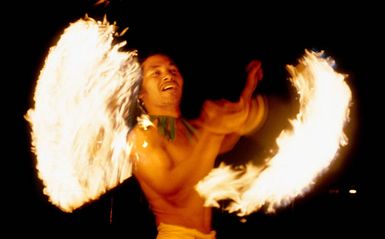 Fire dancer, Auckland, 1973