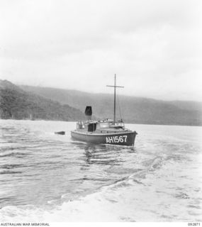 JACQUINOT BAY AREA, NEW BRITAIN. 1945-05. AH1567, A 40 FOOT HOSPITAL LAUNCH OF 1 WATER AMBULANCE COMPANY