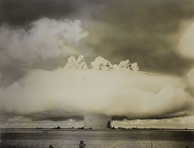 First Stage of Mushroom Cloud from the Baker Day Explosion over Bikini Lagoon