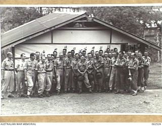 SOGERI VALLEY, PAPUA, NEW GUINEA. 1944-01-05. AUSTRALIAN ARMY OFFICERS WHO ARE ATTENDING A SIGNALS CONFERENCE AT THE AUSTRALIAN SCHOOL OF SIGNALS, HEADQUARTERS, NEW GUINEA FORCE. IDENTIFIED ..