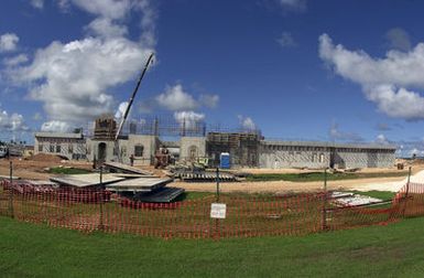 The new 36th Security Forces Squadron (SFS) building under construction at Andersen Air Force Base (AFB), Guam. The new building will house the entire 36th SFS presently spread out across the base