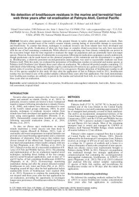 No detection of brodifacoum residues in the marine and terrestrial food web three years after rat eradication at Palmyra Atoll, Central Pacific