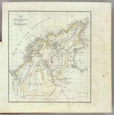 Carta del Departamento de la Magdalena. Gravado en Paris por Darmet, 1827. Escrito por Hacq. (Por Jose Manuel Restrepo. Paris, Libreria Americana, 1827)