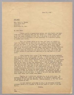 [Letter from I. H. Kempner to Mrs. David F. Weston, June 27, 1949]