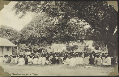 Church service under a tree in Tonga?