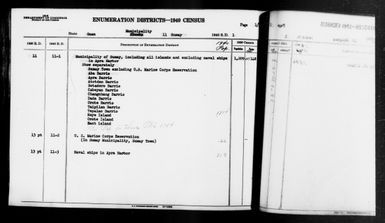 1940 Census Enumeration District Descriptions - Guam - Sumay County - ED 11-1, ED 11-2, ED 11-3