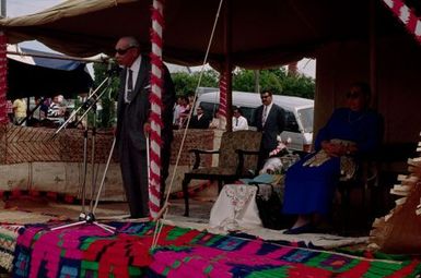 King Taufa'ahau Tupou IV, sovereign of the Kingdom of Tonga, addressing his people at the dedication of new Grey Lynn church