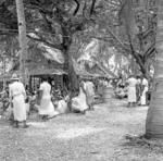 Marcher of Fakaofo team gathered outside building