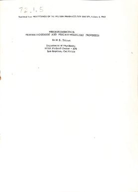 Psychotomimetics: pharmacodynamic and psuchotherapeutic properties by Ketih S. Ditman