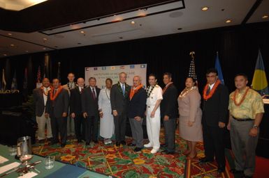 [Assignment: 48-DPA-09-29-08_SOI_K_Isl_Conf_Group] Group photos: participants in the Insular Areas Health Summit [("The Future of Health Care in the Insular Areas: A Leaders Summit") at the Marriott Hotel in] Honolulu, Hawaii, where Interior Secretary Dirk Kempthorne [joined senior federal health officials and leaders of the U.S. territories and freely associated states to discuss strategies and initiatives for advancing health care in those communinties [48-DPA-09-29-08_SOI_K_Isl_Conf_Group_DOI_0501.JPG]