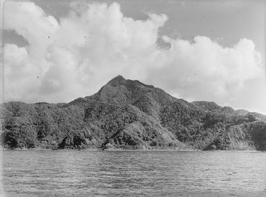 [View of rocky coastline from on board a ship]