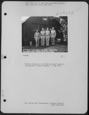 Weather Section Of The 13Th Air Force Based On Guadalcanal, Solomon Islands. 17 May 1944. (U.S. Air Force Number 3A49253)