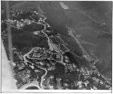 Aerial view of Karori, Wellington, in the vicinity of the reservoirs