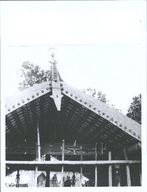 Carvings in canoe shed near Cape Recherche San Cristoval, Solomon Group